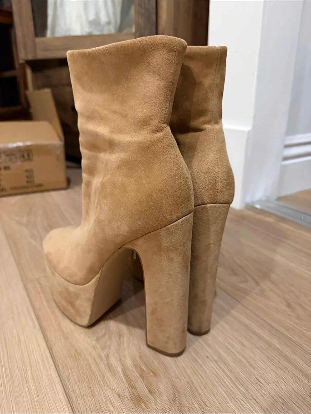 Steve Madden Tan Suede Platform Ankle Boots